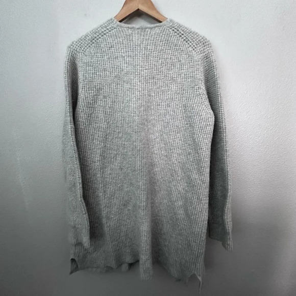 MADEWELL | Heather Gray Waffle Sweater Cardigan Long Line Pockets | Large - Picture 7 of 9